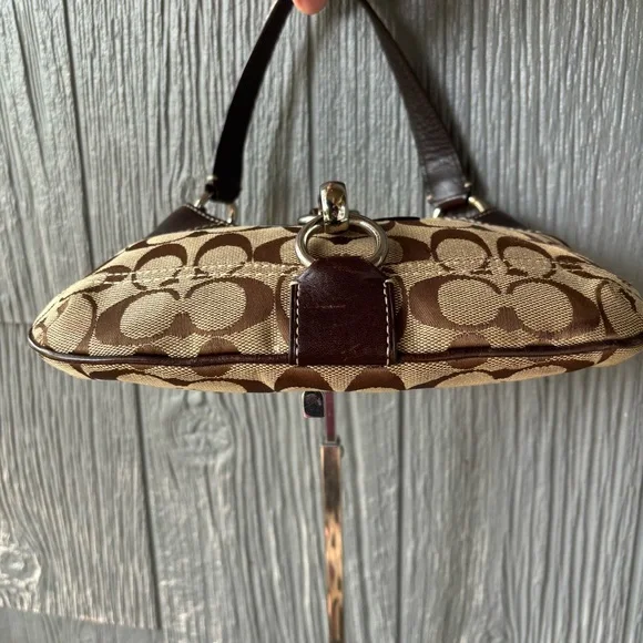 Vintage Coach Brown Canvas Mini Hobo Leather Trim Shoulder Bag Purse Y2K 10283 - Picture 8 of 14